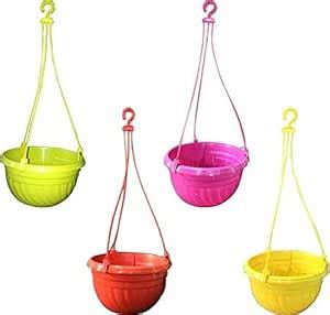Plastic Pot/Size 8" / Multi Colour/Set of 4 Pot : Amazon.in: Home & Kitchen