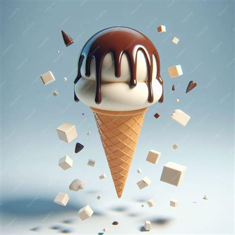 Premium PSD | Cone ice cream dripping