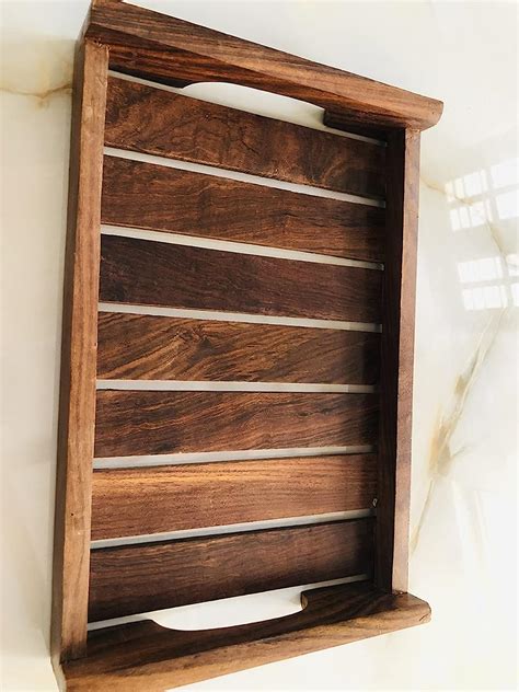 Giftoshopee Wooden sheesham Wood Serving Trays for Dining Table (Brown ...