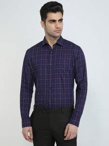 PARK AVENUE Men Checkered Formal Blue Shirt - Buy PARK AVENUE Men ...