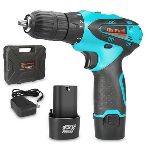 Buy Qisiewell 12V Lithium-Ion Cordless Drill Driver 1.5A 3/8 Inch ...