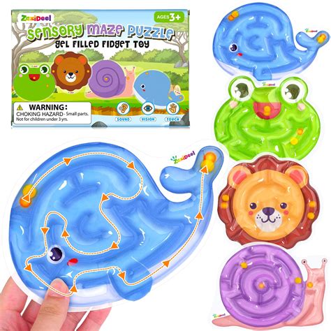 Buy Sensory Toys Fidget Marble Maze : 4 Pack Gel Filled Sensory Items ...