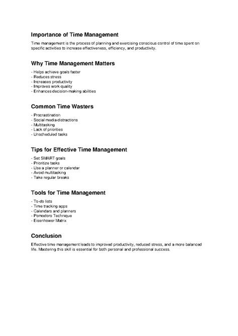 Effective Time Management Strategies for Success - Studocu