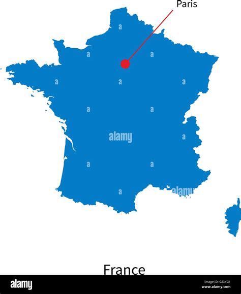 Detailed vector map of France and capital city Paris Stock Vector Image & Art - Alamy
