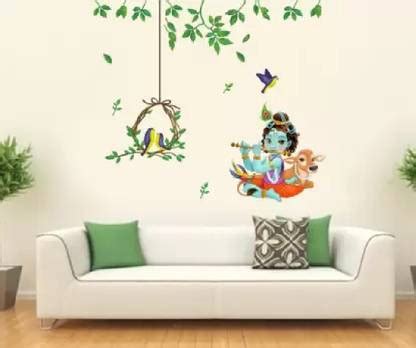 CelestialStore 115 cm Lord Krishna With birds Combo Self Adhesive ...