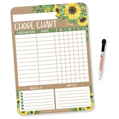 Kraft Sunflower Family Chore Chart For Adults Magnetic Chore Chart ...