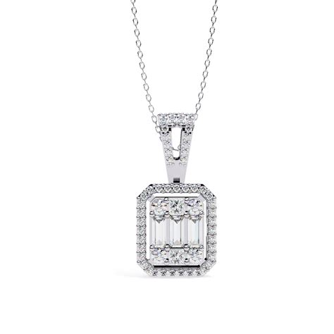 Baguette and Round Lab Grown Diamond Pendant – ONYA