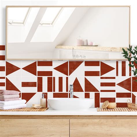 Panneau mural pour salle de bain - Carreaux formes géométriques ...