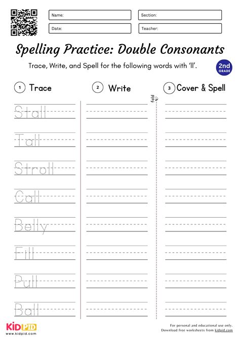 Words Containing Double Consonants Worksheet for Grade 2 - Kidpid