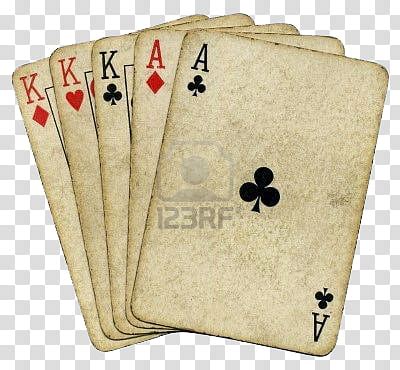 Vintage, three Kings and two Aces playing cards transparent background ...
