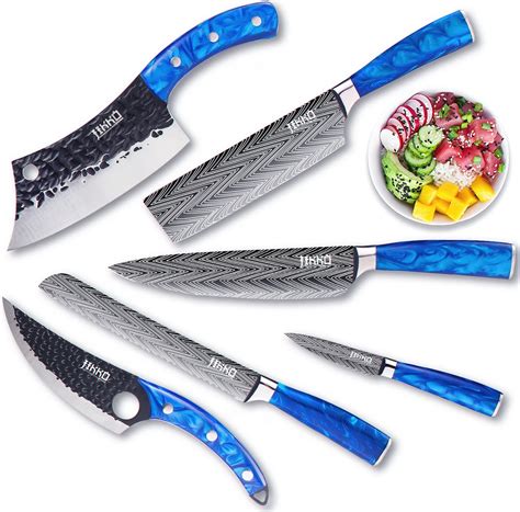 Jikkonew Reinforced Carbon Steel Japanese Kitchen Knife Set ...