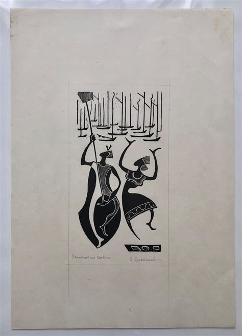 Odetto Guersoni - 1945 Brazilian Master, Art Deco Nudes Serigraph Woodcut Carnaval Bahia For ...