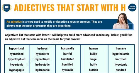 Adjective Words That Start With H