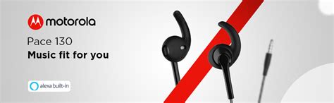 Motorola Pace 130 in-Ear Headphones with Mic, Ear Hooks & Alexa Built ...