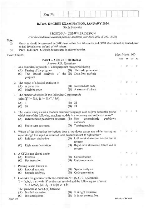 18CSC304J R - Compiler Design - Studocu