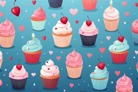 A cup cake seam less pattern | Premium AI-generated image