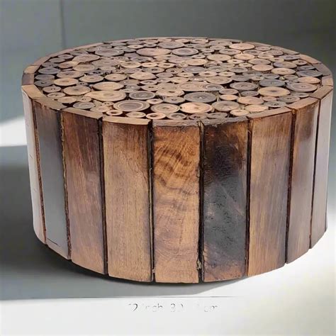 Handcrafted Wooden Puja Chowki - Antique Round Table for Home Decor ...