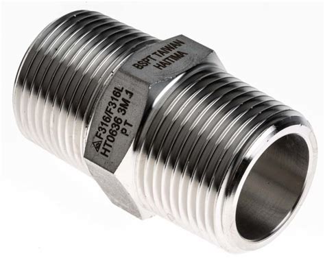 RS PRO | RS PRO Stainless Steel Pipe Fitting, Straight Hexagon Nipple ...