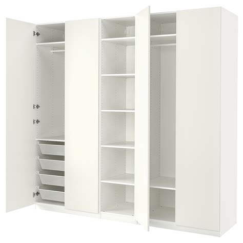 PAX / FORSAND wardrobe, white/white, 250x60x236 cm (983/8x235/8x931/8 ...