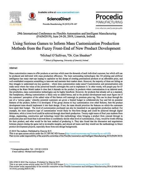 Using serious games to inform mass customization production methods ...