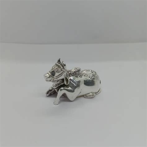 Buy quality Pure silver idol of nandi in antique polish in New Delhi