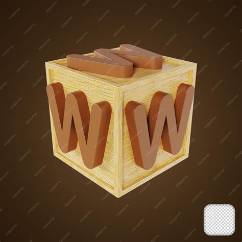 Premium PSD | Wooden letter w block font 3d illustration