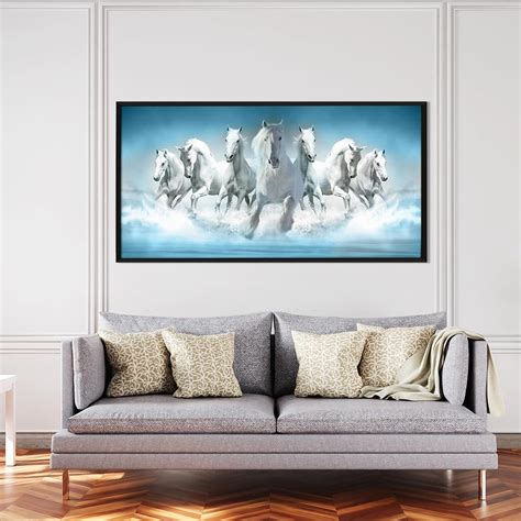 PAPER PLANE DESIGN Seven Running Horses Vastu Painting. 7 Running ...