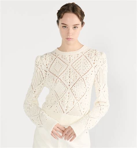 Sweater White Openwork Cotton Knit | DIOR