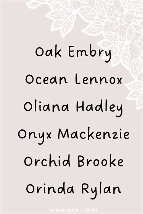30+ Modern and Cool Girl Names Starting with O