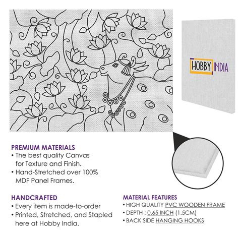 Cow With Lotus Pichwai DIY Canvas Base for Painting– Hobby Decor Pvt Ltd