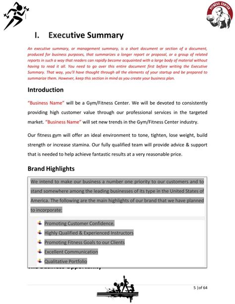 Fitness Gym Business Plan Template Sample Pages - Black Box Business Plans