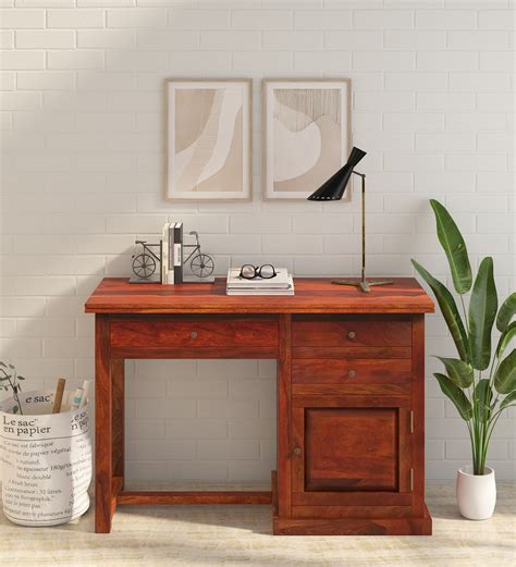 Buy Polis Sheesham Wood Study Table In Honey Oak Finish at 8% OFF by ...