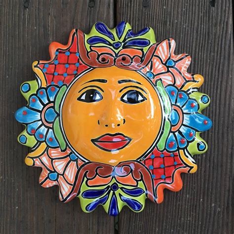 Talavera Sun Face - Mexican Pottery Handpainted Sunface - Folk Art ...