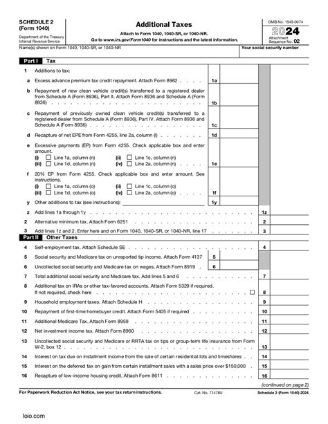 IRS Schedule 2 Tax Form: Additional Taxes Explained