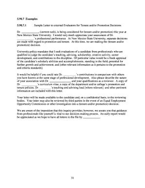 Fillable Online manual nmsu 5907 Examples 59071 Sample Letter to ...