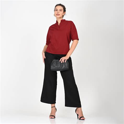Saltpetre Women Outfit Set In Natural Maroon Red & Black For Formal Or ...
