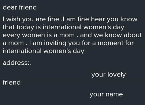 Write a letter to your friend describing. How you celebrated woman’s ...