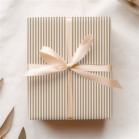Brown Oxford Stripe Gift Wrap, Thin Striped Wrapping Paper, Preppy ...