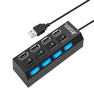Cotchear Multi 4 Port USB Hub USB 2.0 Adapter Hub with Individual On ...