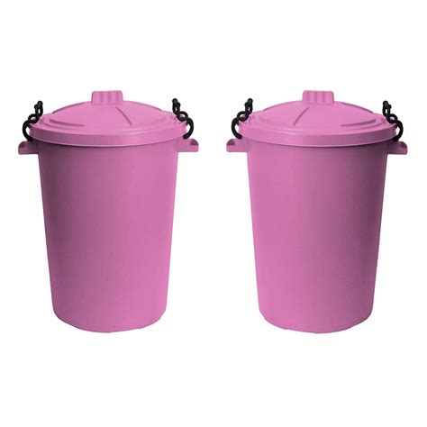 Buy 2x 50L Litre Heavy Duty Plastic Bin Rubbish Waste Dustbin (Pink ...