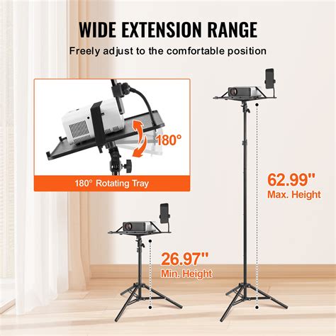 VEVOR Projector Stand, Projector Floor Stand Adjustable Height from 26. ...