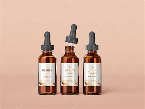 Premium PSD | Amber glass essential oil bottle branding mockup