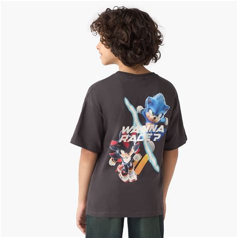 Buy Juniors Sonic The Hedgehog Print T-shirt with Short Sleeves from ...