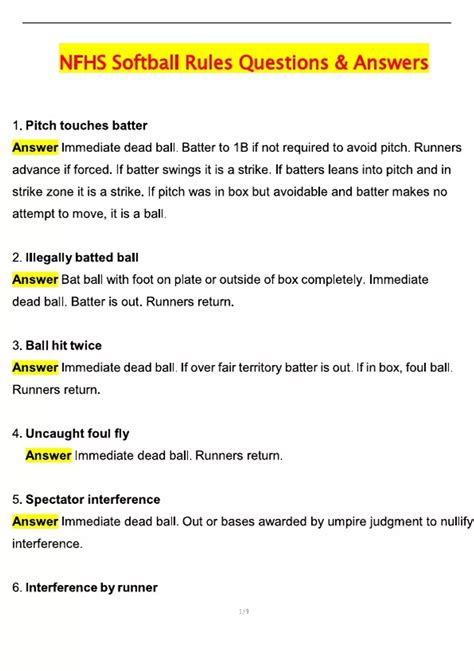NFHS SOFTBALL RULES 2025 Exam (Latest 2025 / 2026 Update) Questions and ...