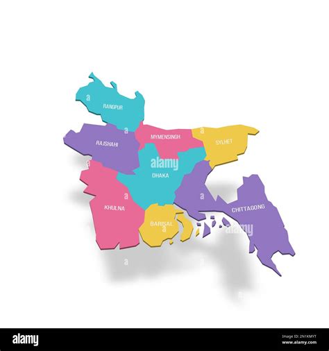 Bangladesh political map of administrative divisions - divisions. 3D ...