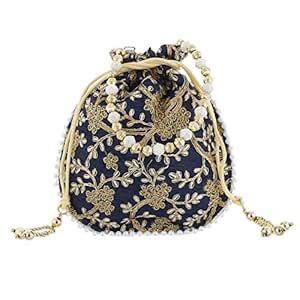 Kuber Industries Ethnic Clutch Silk Potli Batwa Pouch Bag with Beadwork ...