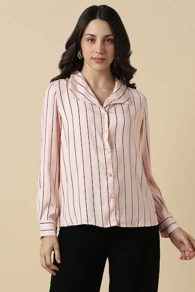 Buy Women Pink Stripe Long Sleeves Shirt Online - 40082940 | Allen Solly