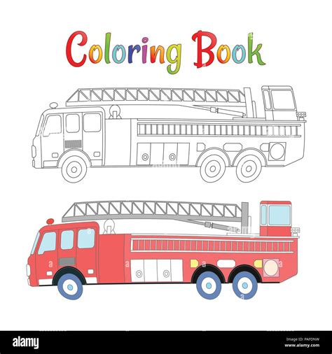 Fire truck coloring book vector. Coloring pages for kids Vector ...