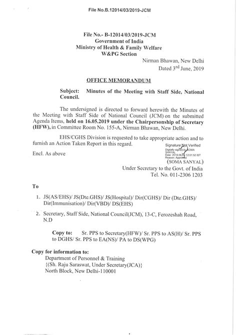 Minutes of the meeting with Ministry of HFW