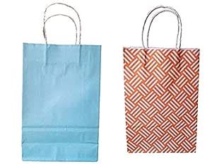 Paper Bag Blue & Orange Printed (Pack of 50) : Amazon.in: Home & Kitchen
